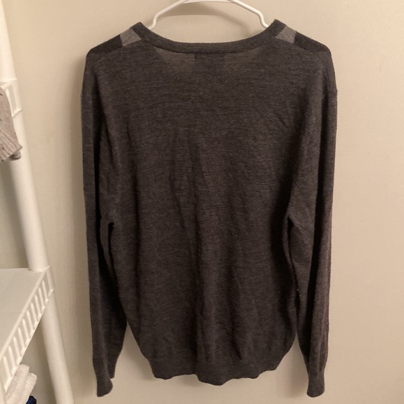 Mens Banana Republic Argyle Grey V Neck Merino Wool Sweater Sz Large - Picture 4 of 4